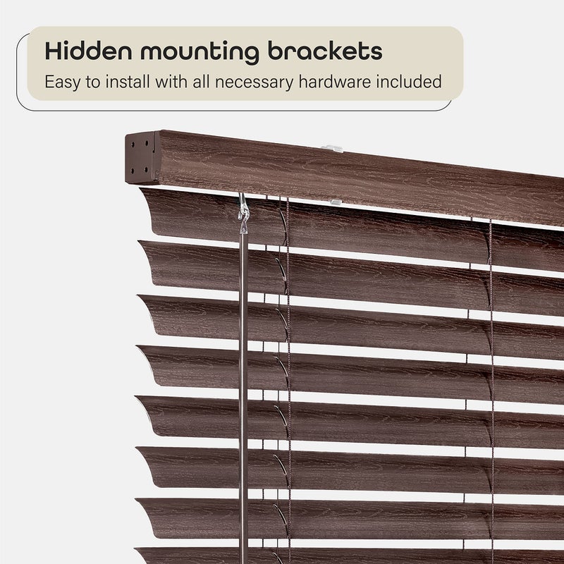Achim Cordless Room Darkening Venetian Blind - 27 Inch Width, 64 Inch Length, 2" Vinyl Slat Size - Mahogany - GII Luna Light Filtering Horizontal Mini Windows Blinds for Interior by Achim Home Decor - Image 3